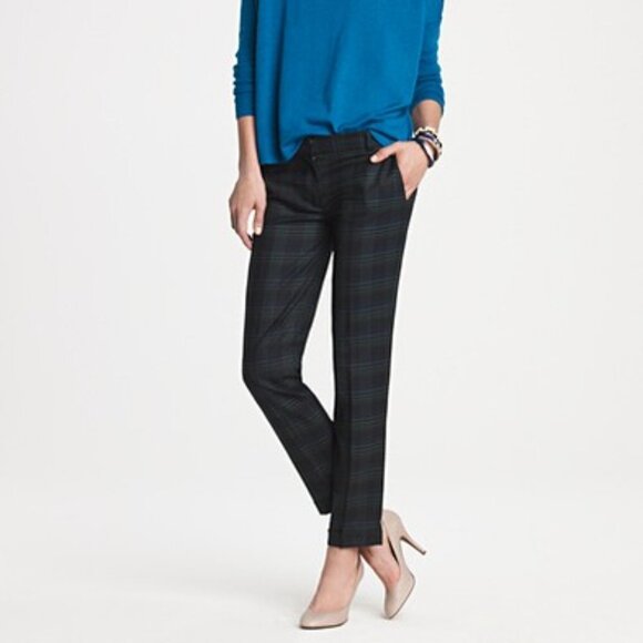 J. Crew Factory Pants - J. Crew Black‎ Watch Plaid Wool Blend Cafe Capri Ankle Pants Size 0